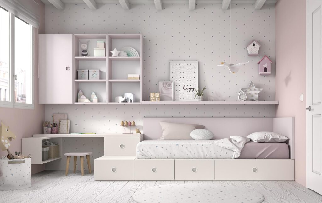 Cameretta bambina rosa e bianco