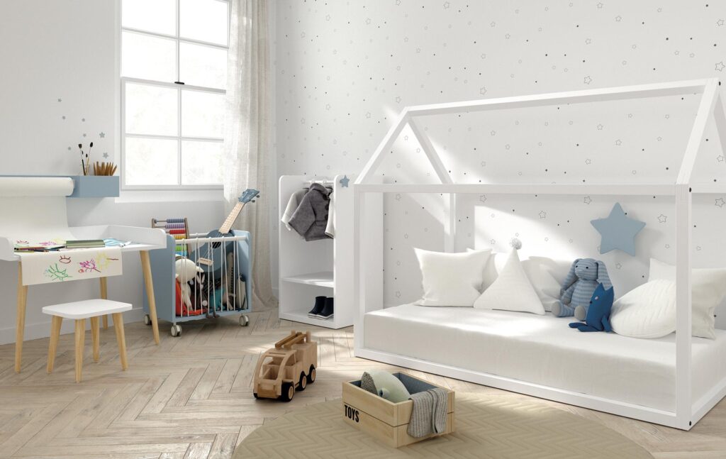 Cameretta montessori con letto capanna