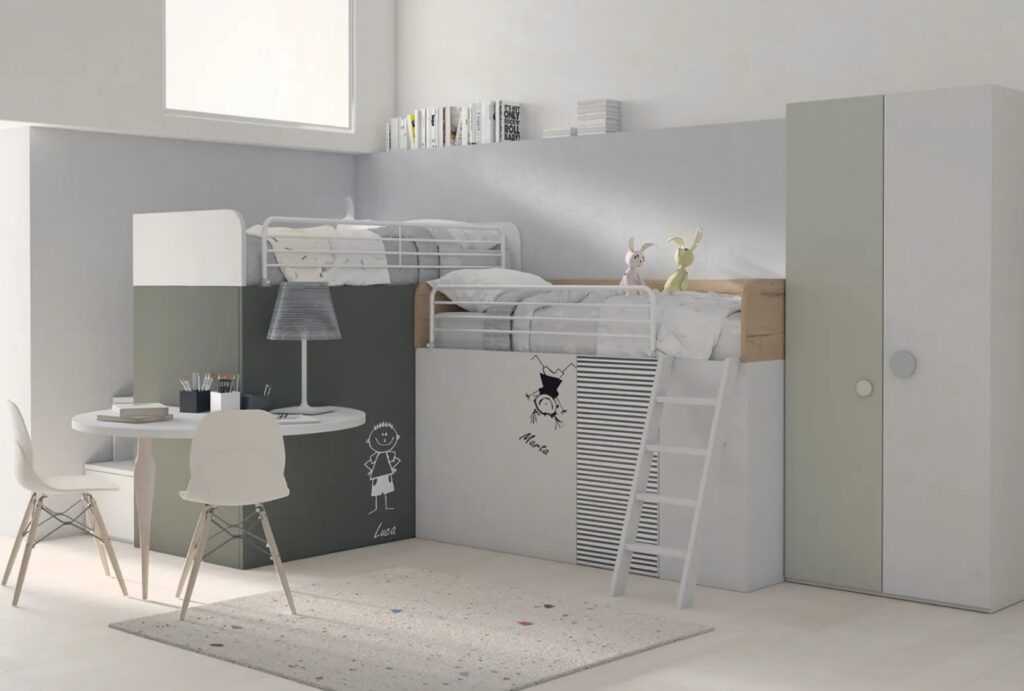 Letti container disposti ad angolo