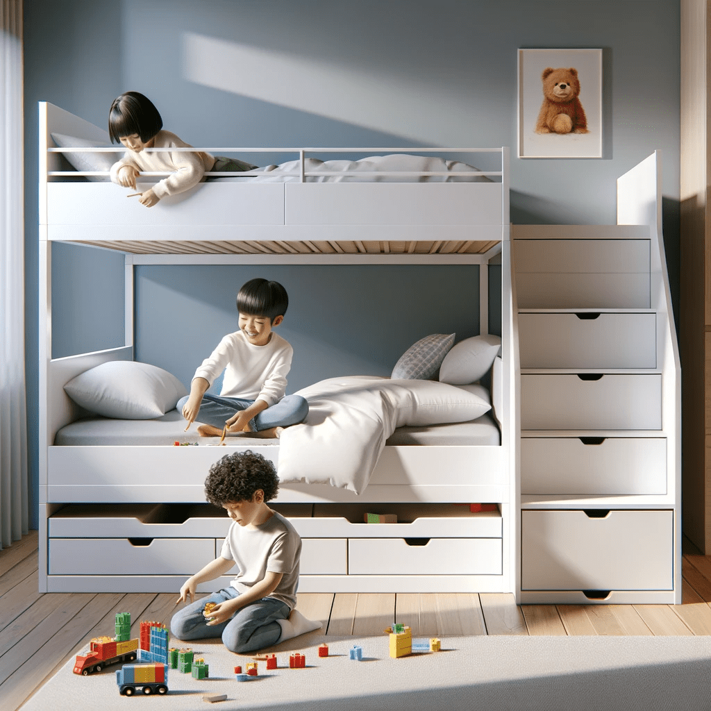 Immagine letto a castello tre bambini