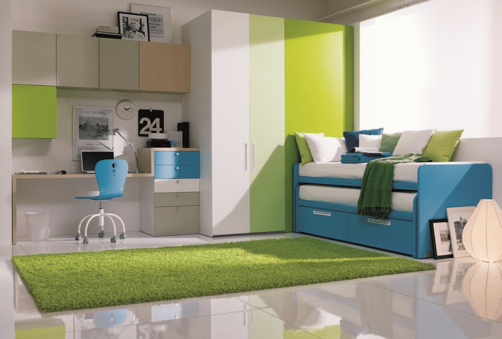 CABINA RETTANGOLARE VERDE E BIANCA