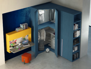 CABINA ANGOLARE BLU APERTA