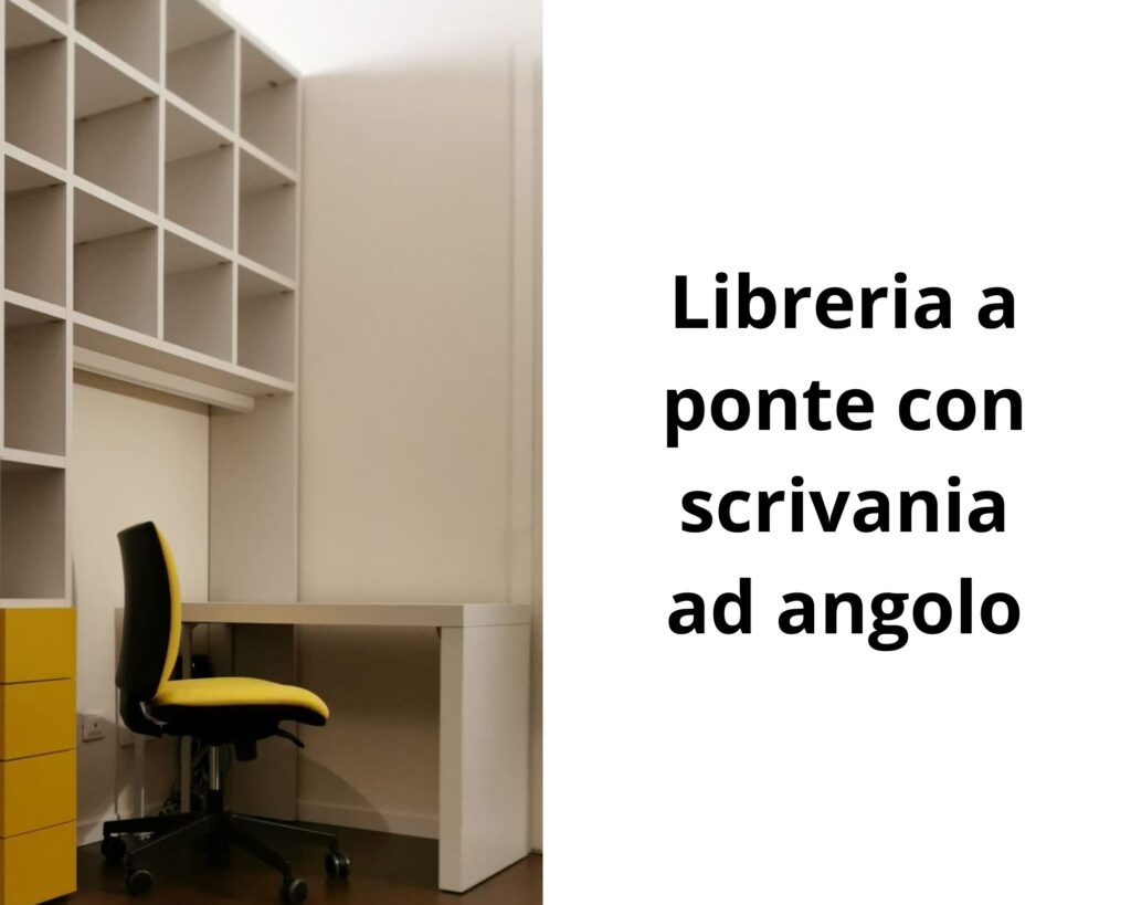 libreria a ponte con scrivania ad angolo
