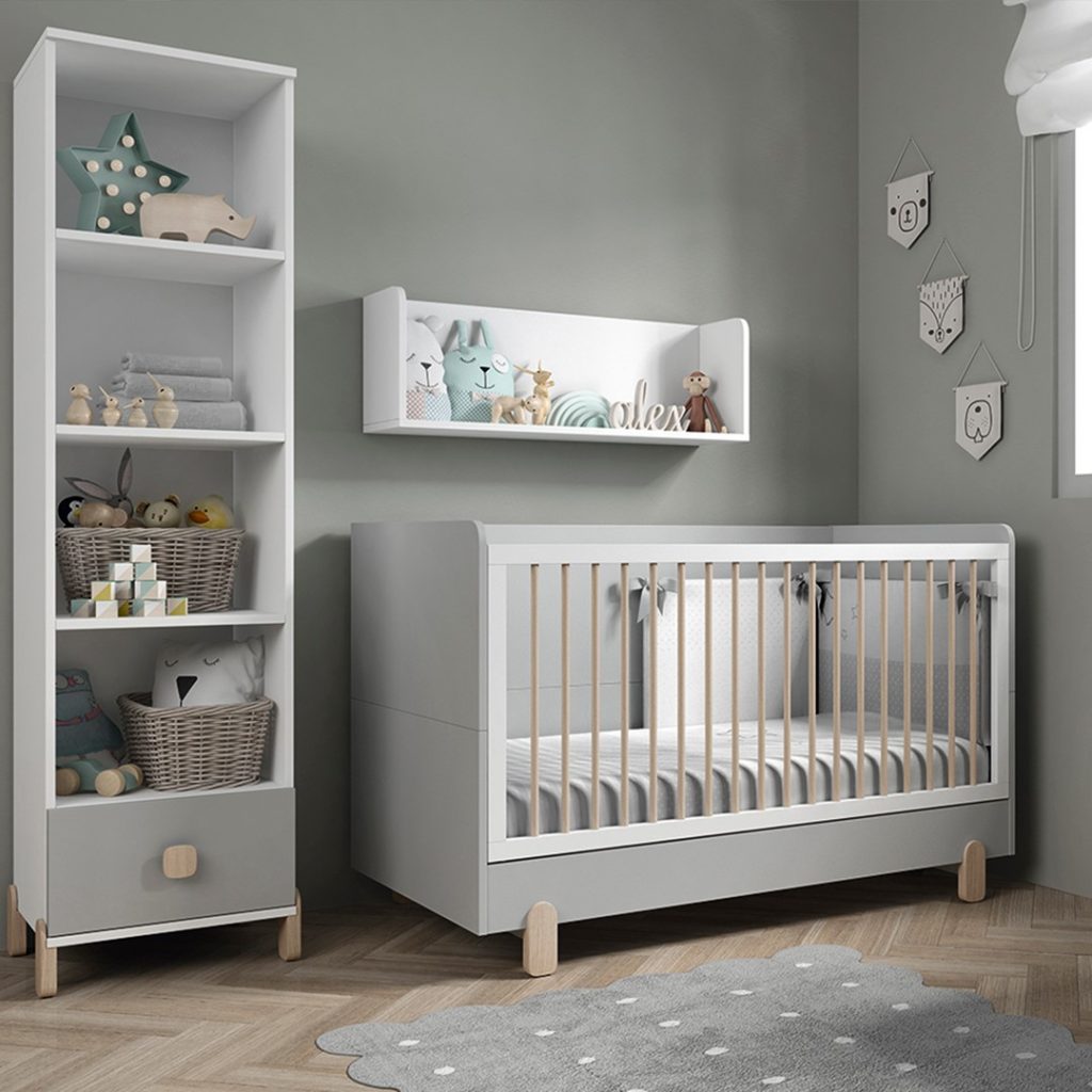 lettino neonato bianco e grigio