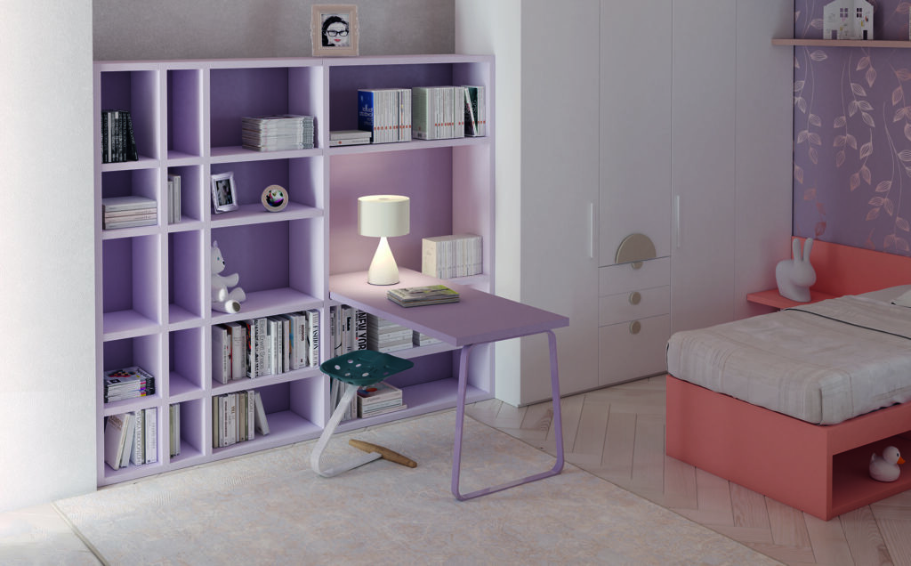 Libreria a parete glicine