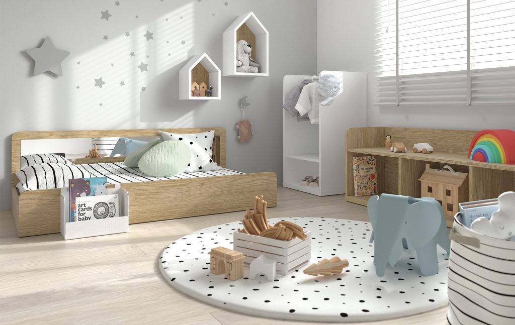cameretta montessori bianca e legno
